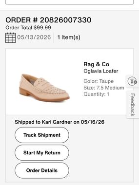 Rag & Co Oglavia Taupe Leather Loafers